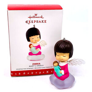 Hallmark Mary's Angels ZINNIA Keepsake Ornament 2016 Series #29 Pink with Doll